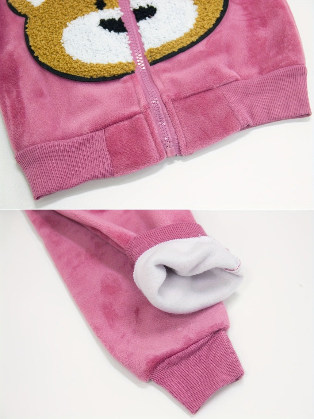 Conjunto infantil de 3 piezas con bordado de osito cálido para invierno