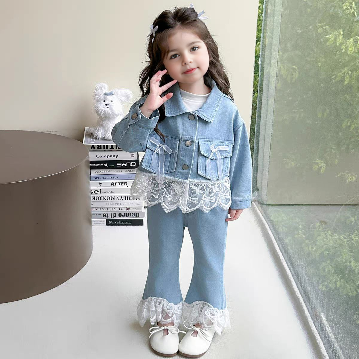 Conjunto de 2 piezas: chaqueta de mezclilla y pantalón vaquero.