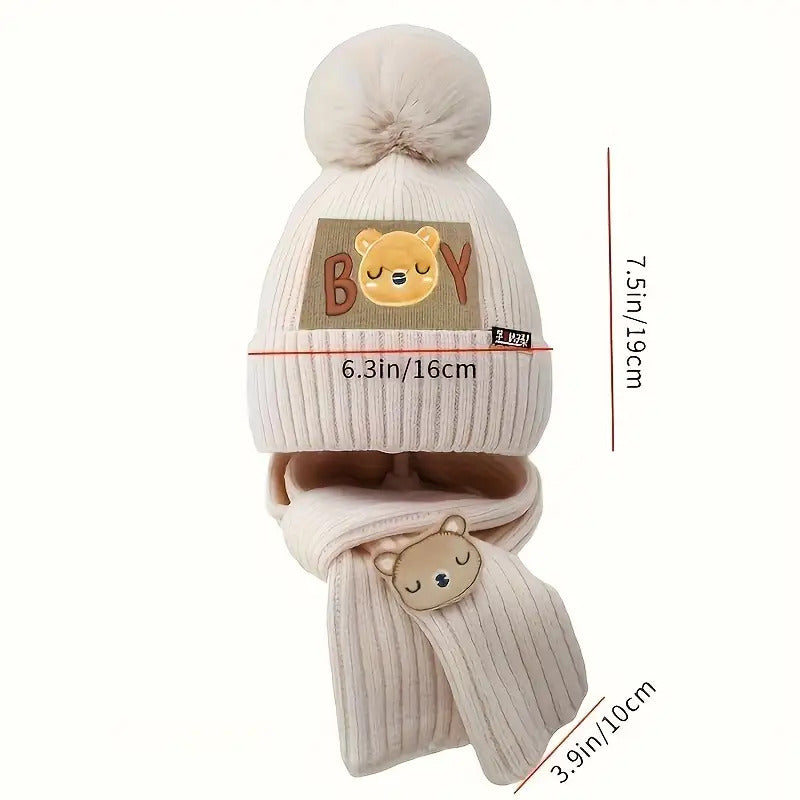 Conjunto de gorro y bufanda de invierno para niños – Calidez de lana y diseño cómodo.
