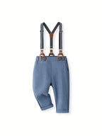 Conjunto clásico de 4 piezas: body, pantalón con tirantes, corbata y gorra