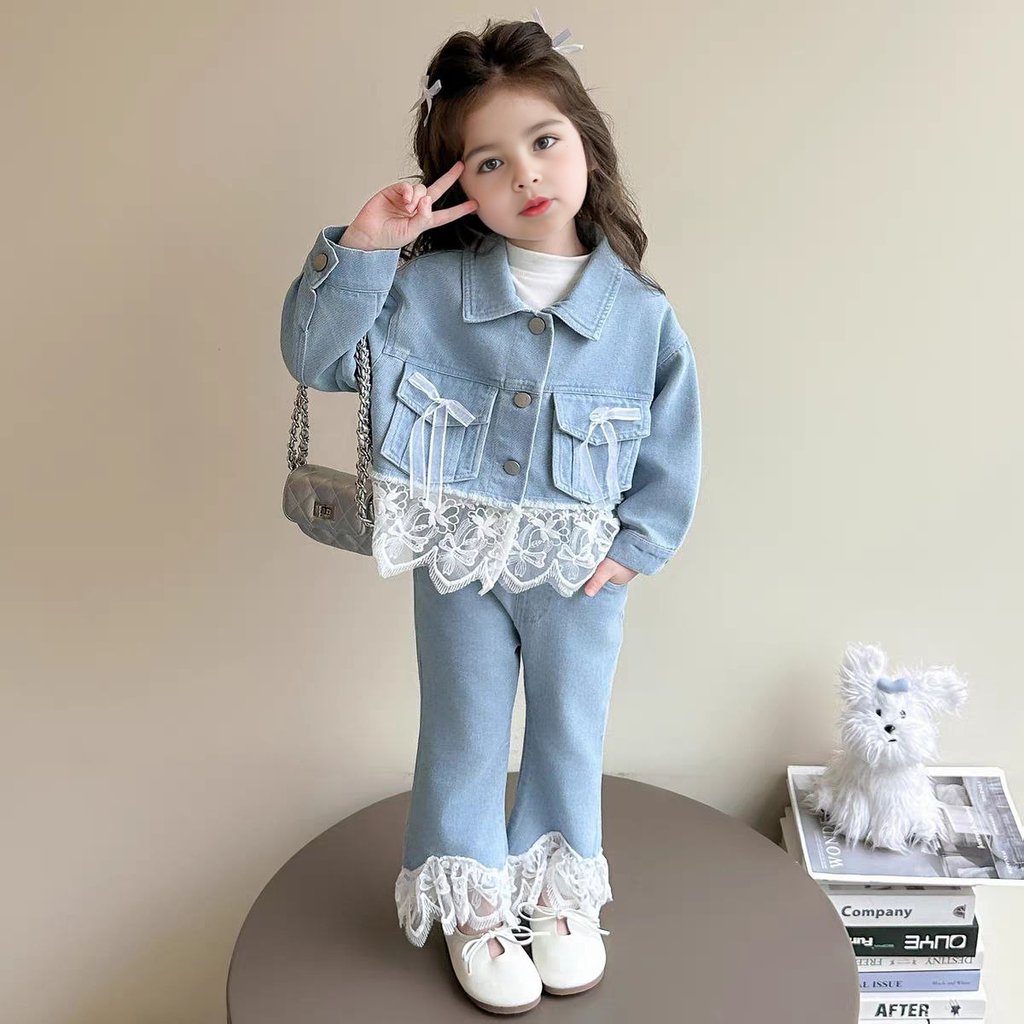 Conjunto de 2 piezas: chaqueta de mezclilla y pantalón vaquero.