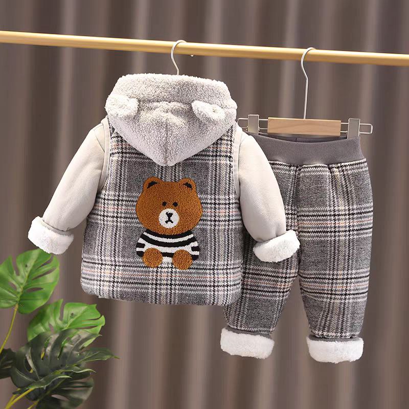 Conjunto de 3 piezas: chaqueta, pantalón y sudadera acolchada, ideal para el invierno.