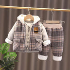 Conjunto de 3 piezas: chaqueta, pantalón y sudadera acolchada, ideal para el invierno.