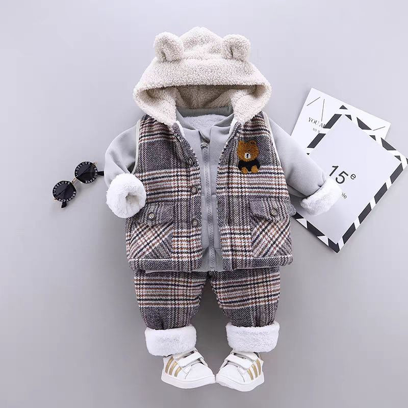 Conjunto de 3 piezas: chaqueta, pantalón y sudadera acolchada, ideal para el invierno.