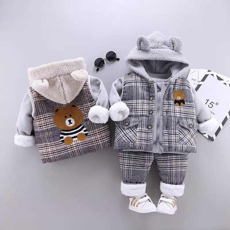 Conjunto de 3 piezas: chaqueta, pantalón y sudadera acolchada, ideal para el invierno.