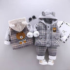 Conjunto de 3 piezas: chaqueta, pantalón y sudadera acolchada, ideal para el invierno.