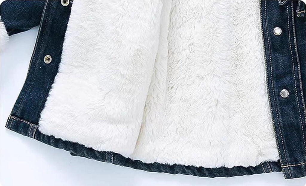 Abrigo vaquero forrado con piel, cálido y adecuado para el invierno