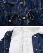 Abrigo vaquero forrado con piel, cálido y adecuado para el invierno