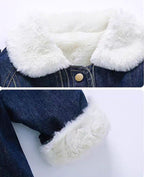 Abrigo vaquero forrado con piel, cálido y adecuado para el invierno