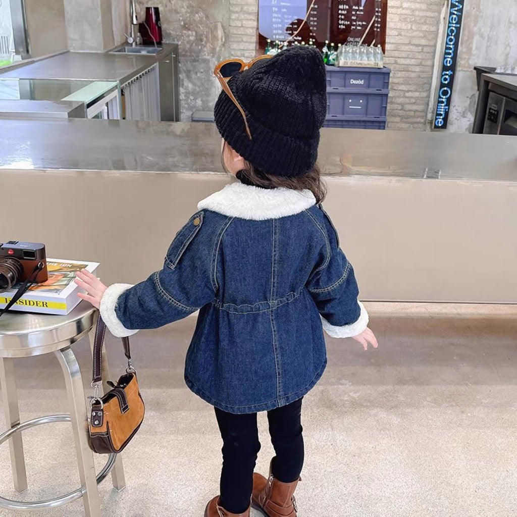 Abrigo vaquero forrado con piel, cálido y adecuado para el invierno