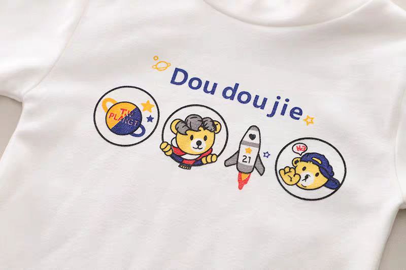 Conjunto de 3 piezas para niños: chaqueta, camiseta interior y pantalón con bordado de osito