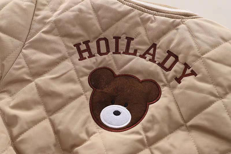 Conjunto de 3 piezas para niños: chaqueta, camiseta interior y pantalón con bordado de osito