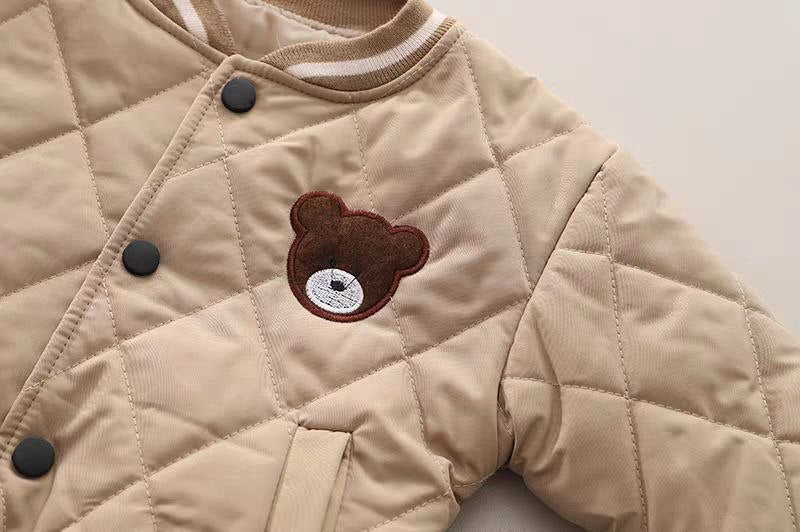 Conjunto de 3 piezas para niños: chaqueta, camiseta interior y pantalón con bordado de osito