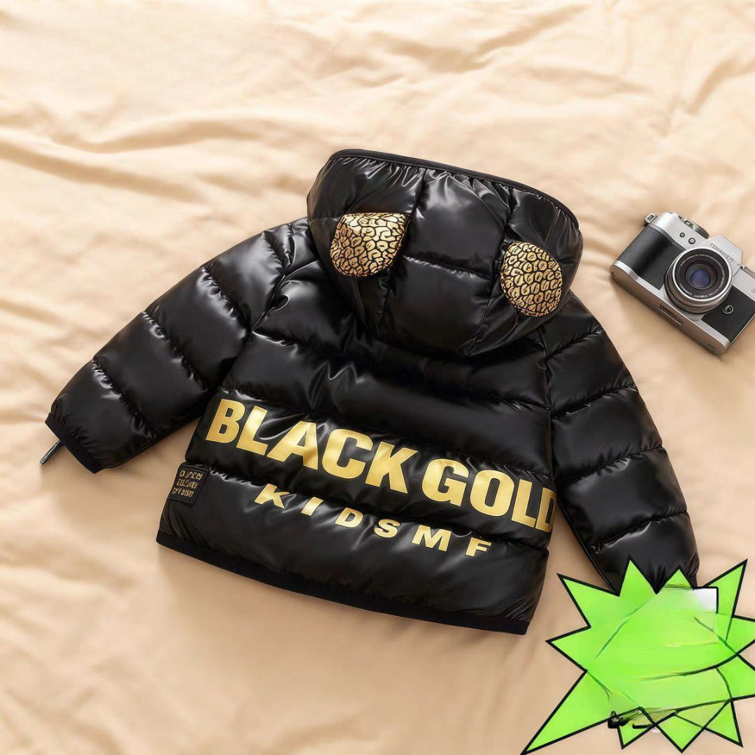 Chaqueta 'Black Gold' cálida con detalles dorados