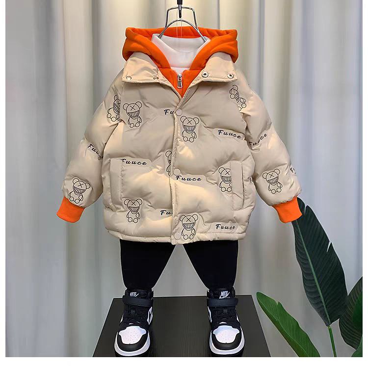 Chaqueta acolchada con estampado de oso