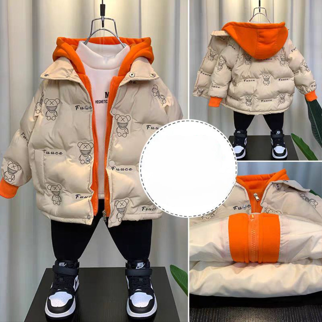 Chaqueta acolchada con estampado de oso