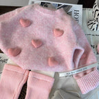 Conjunto de 2 piezas: Suéter de punto y pantalón de punto con volante.