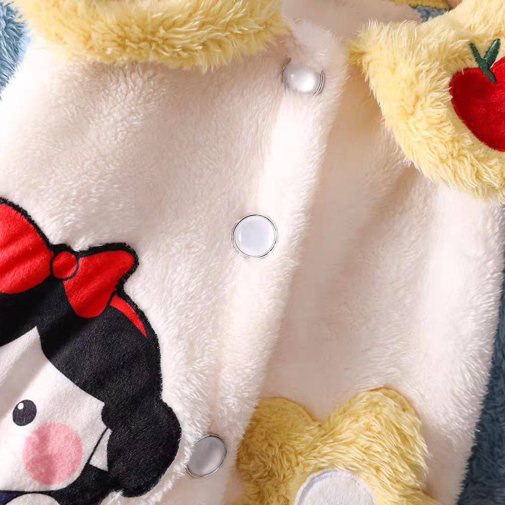 Conjunto de 2 piezas: chaqueta de terciopelo con estampado de fresas y pantalón de terciopelo.