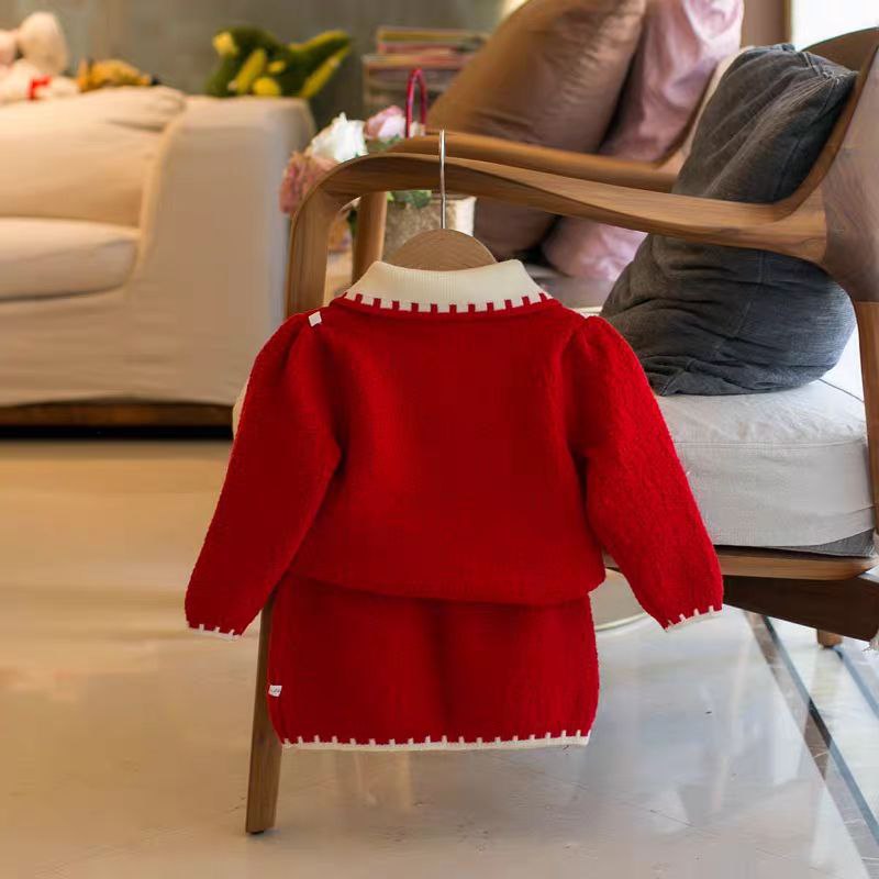 Conjunto de 2 piezas: suéter suave y falda a juego.