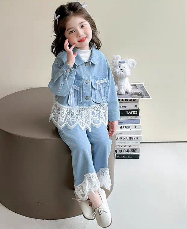 Conjunto de 2 piezas: chaqueta de mezclilla y pantalón vaquero.