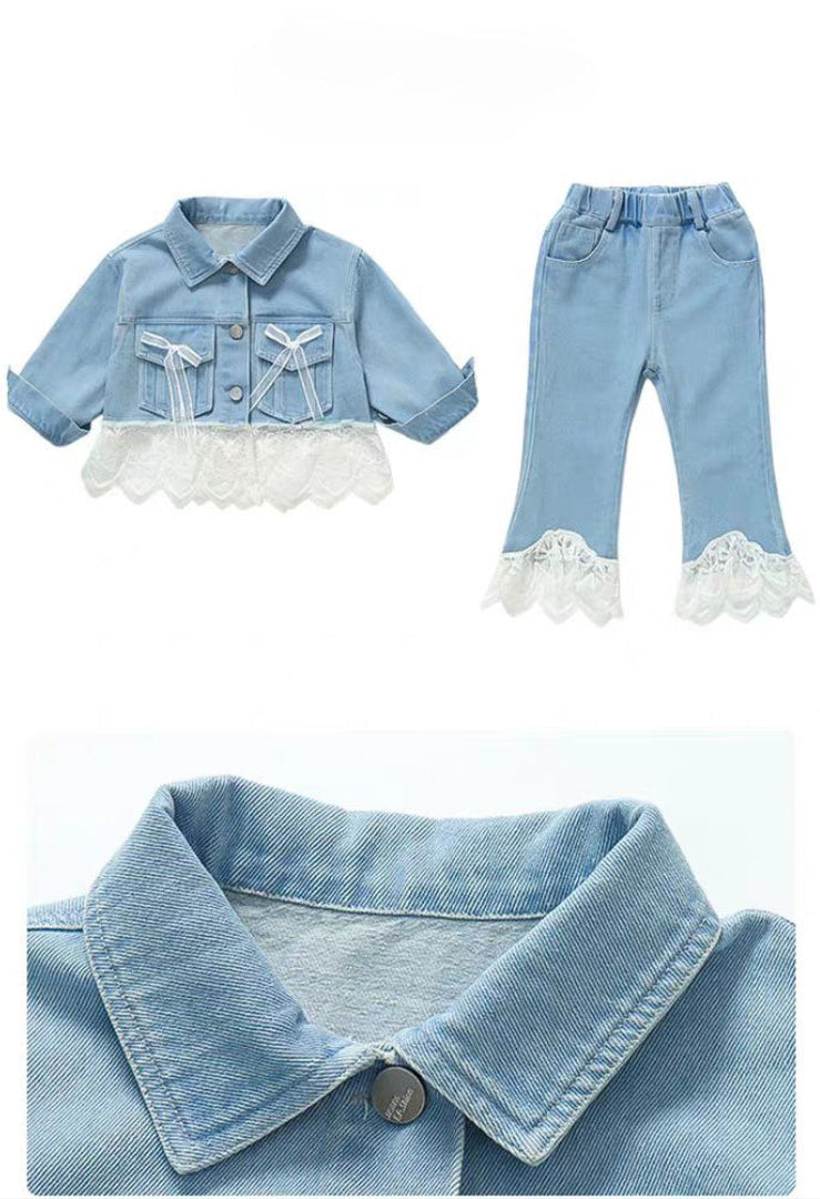 Conjunto de 2 piezas: chaqueta de mezclilla y pantalón vaquero.