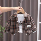 Conjunto de 3 piezas: camisa de cuadros, camiseta interior y pantalón vaquero