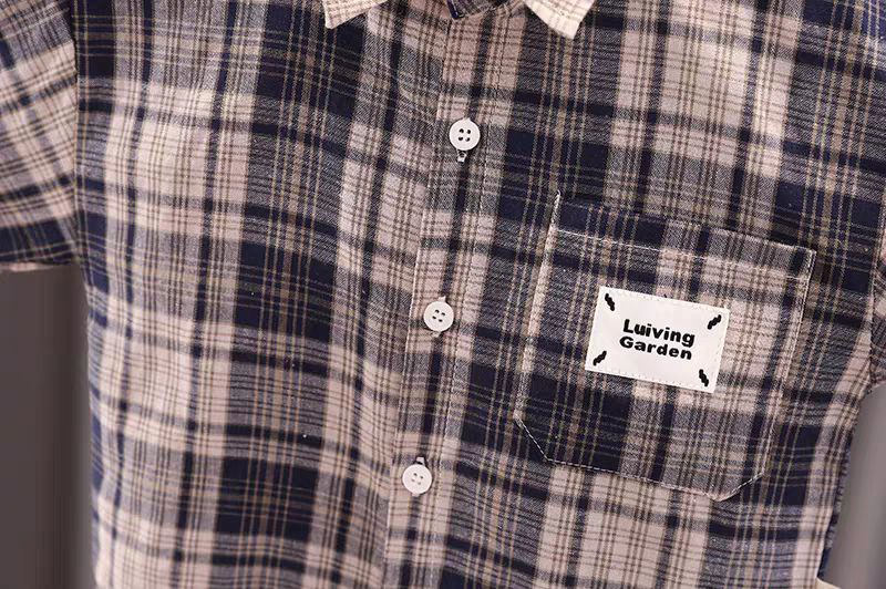 Conjunto de 3 piezas: camisa de cuadros, camiseta interior y pantalón vaquero