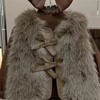 Conjunto de invierno elegante para niñas de 3 piezas: diseño refinado con detalles de piel sintética.