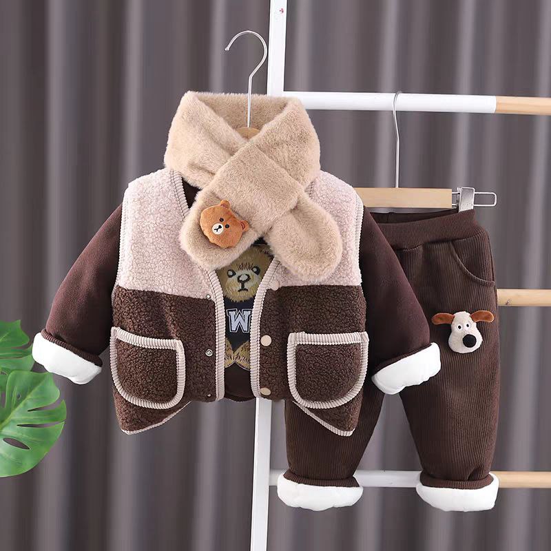 Conjunto de 3 piezas: chaqueta, camiseta interior y pantalón de diseño cálido