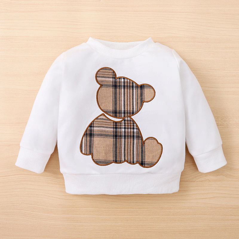 Conjunto infantil de invierno elegante con diseño de osito clásico y estampado de cuadros