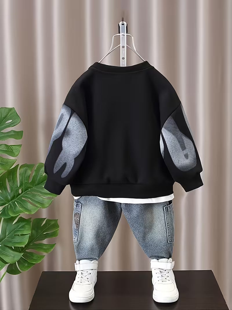 Conjunto de 2 piezas: sudadera y pantalón con diseño de estampado gráfico moderno