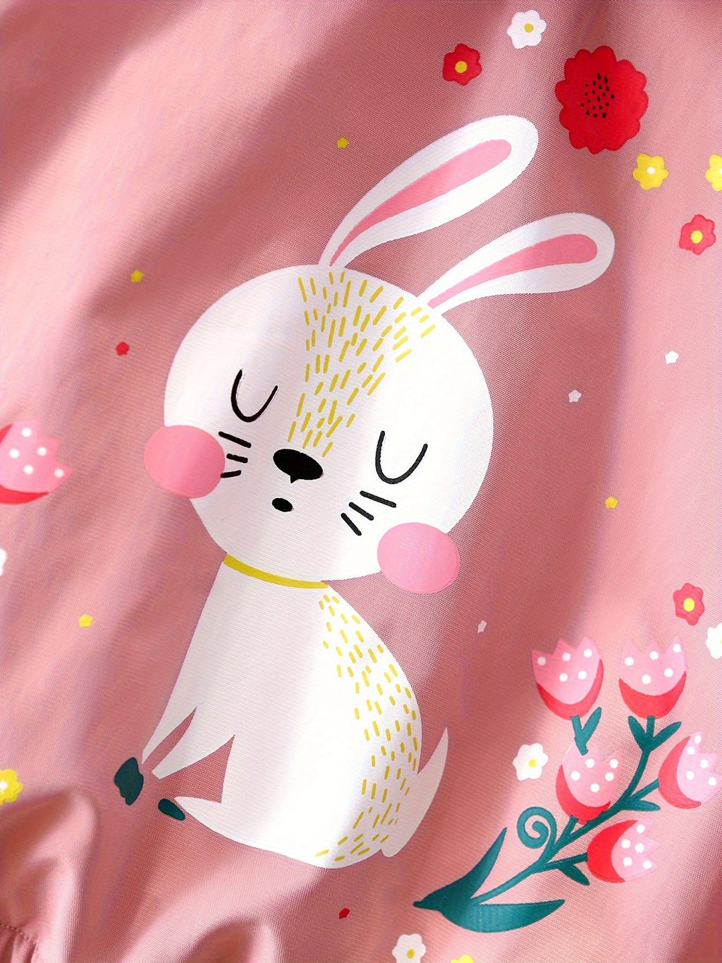 Chaqueta infantil rosa con estampado de conejito adorable