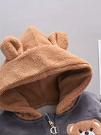 Conjunto infantil de 3 piezas con bordado de osito cálido para invierno