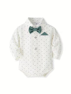 Conjunto clásico de 4 piezas: body, pantalón con tirantes, corbata y gorra