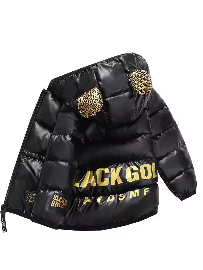 Chaqueta 'Black Gold' cálida con detalles dorados
