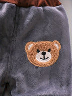 Conjunto infantil de 3 piezas con bordado de osito cálido para invierno