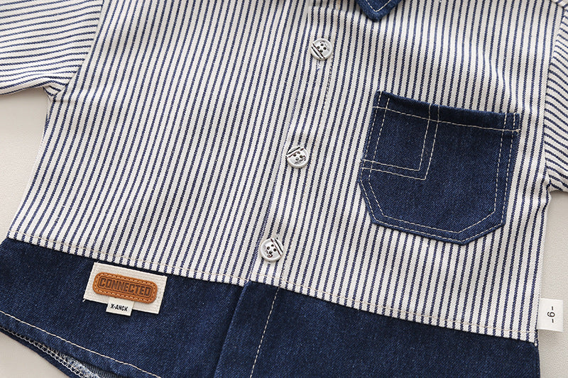 Conjunto de 3 piezas: camisa, camiseta interior y pantalón vaquero