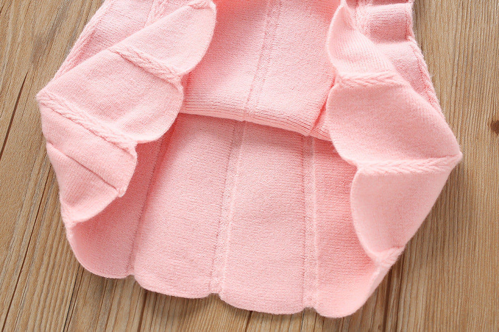 Vestido de niña de invierno suave con un toque de encaje de dos piezas.