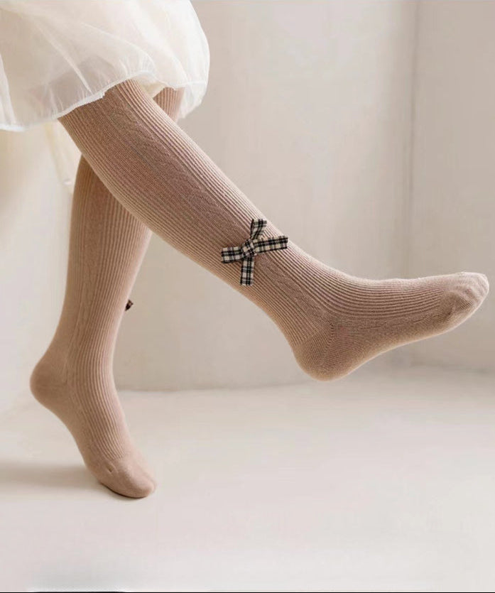 Calcetines largos y cálidos con diseño de lazo clásico