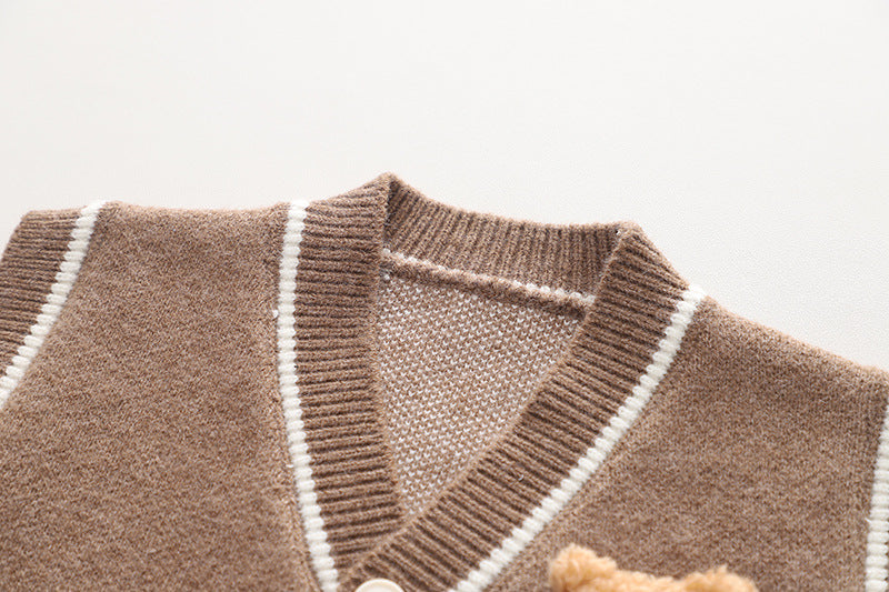 Conjunto de 3 piezas: camisa de cuadros, chaleco de lana y pantalón