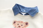 Conjunto de dos piezas con estampado de oso, estilo casual de otoño para niños