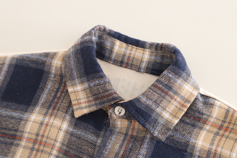 Conjunto de 3 piezas: camiseta de algodón, camisa de cuadros y pantalón vaquero