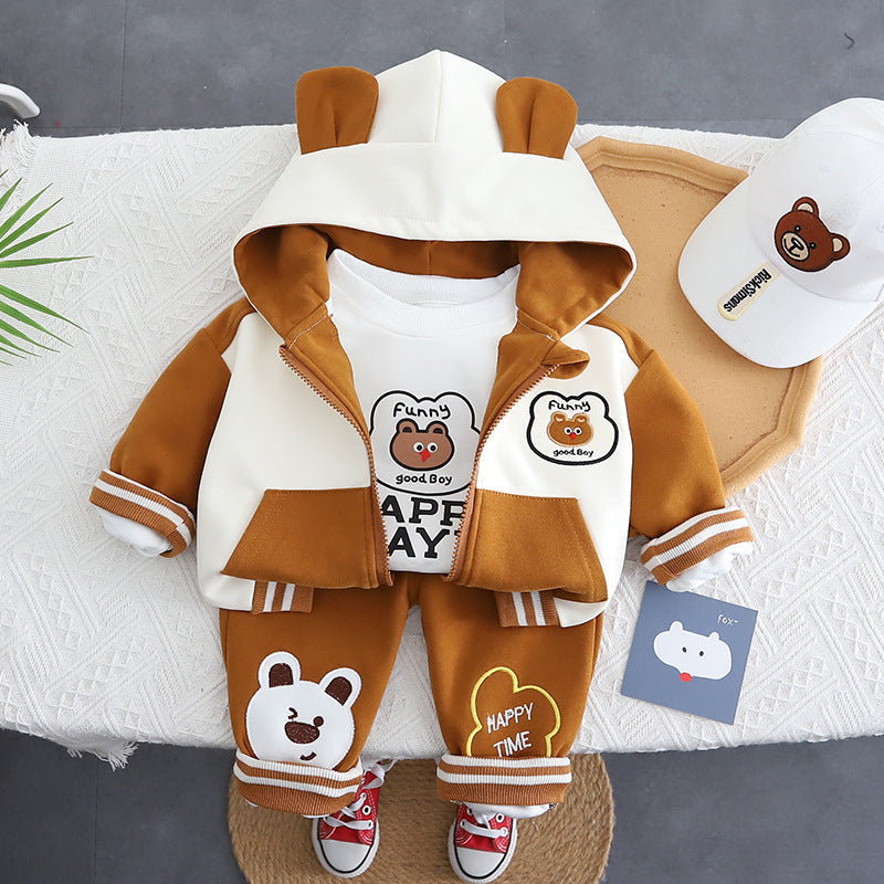 Conjunto de 3 piezas: sudadera interior, chaqueta con capucha y pantalón