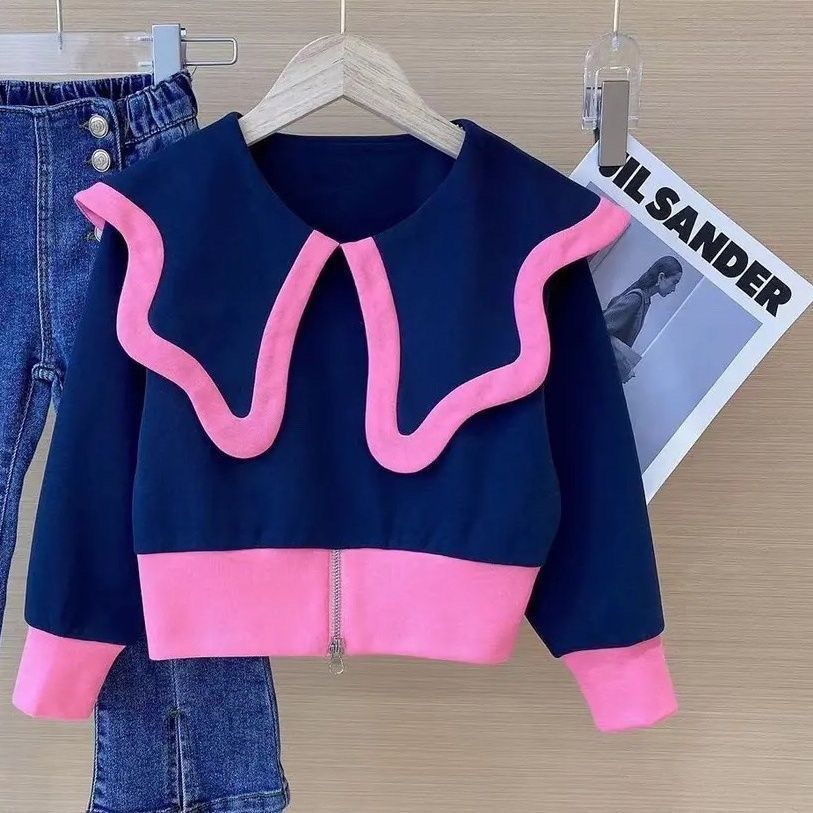 Conjunto elegante de 2 piezas para niñas: blusa y pantalón vaquero.