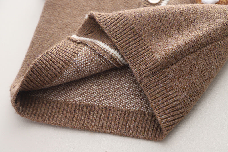 Conjunto de 3 piezas: camisa de cuadros, chaleco de lana y pantalón