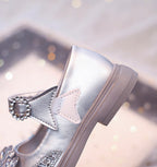 حذاء بناتي أنيق بتصميم زهرة كريستالية لامعة