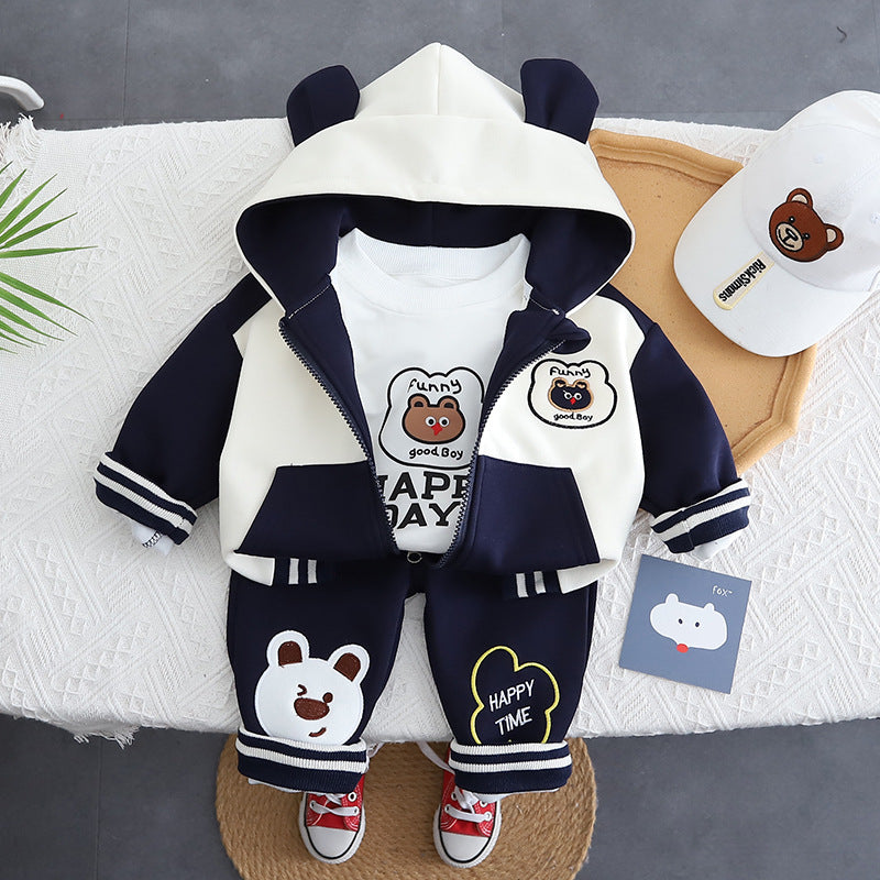 Conjunto de 3 piezas: sudadera interior, chaqueta con capucha y pantalón