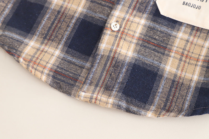 Conjunto de 3 piezas: camiseta de algodón, camisa de cuadros y pantalón vaquero