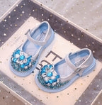 حذاء بناتي أنيق بتصميم زهرة كريستالية لامعة