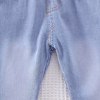 Conjunto de 3 piezas: camisa de manga larga, chaleco de lana decorado y pantalón vaquero